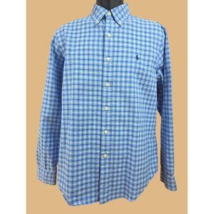 Ralph Lauren Blue Plaid Button-Down Shirt Medium